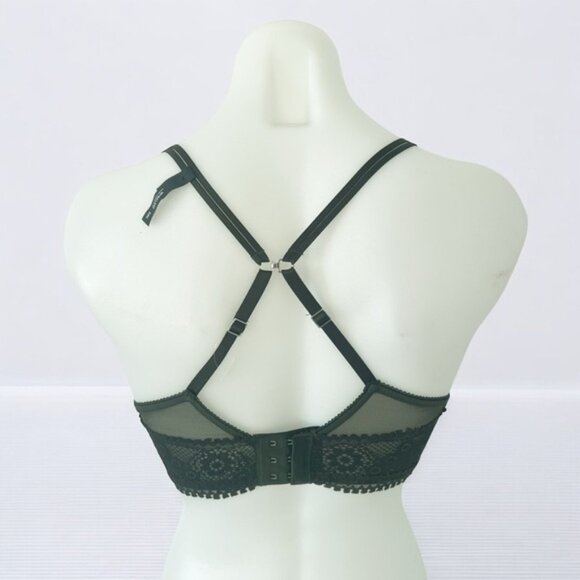 NWT Aerie Dark Green Real Power Wireless Push Up Joy Convertible Lace Bra  32C - Picture 4 of 11